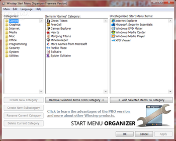 Winstep Start Menu Organizer screenshot