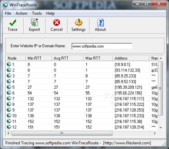 WinTraceRoute screenshot