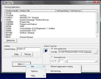WinTray screenshot 2