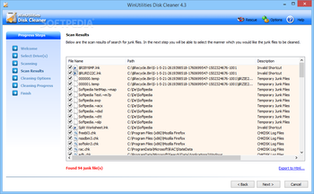 WinUtilities Disk Cleaner screenshot 2