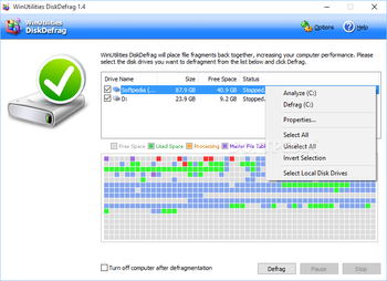 WinUtilities DiskDefrag screenshot