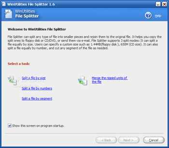 WinUtilities File Splitter screenshot