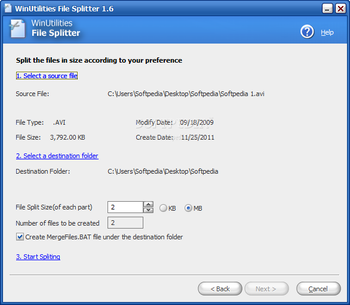 WinUtilities File Splitter screenshot 2