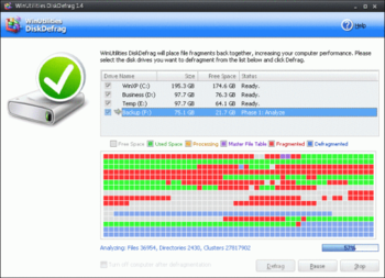 WinUtilities Free Disk Defragmenter screenshot