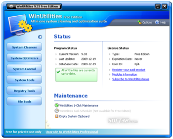 WinUtilities Free Edition screenshot 2