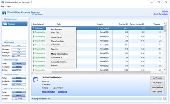 WinUtilities Process Security screenshot 2