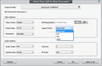WinX Free 3GP to iPod Converter screenshot 2