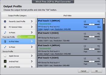 WinX Free 3GP to iPod Converter screenshot 3