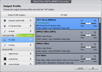 WinX Free 3GP to MPEG Converter screenshot 2