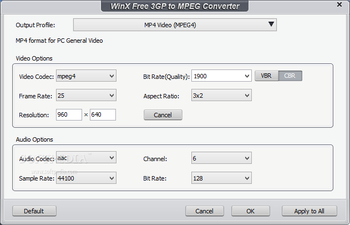 WinX Free 3GP to MPEG Converter screenshot 3