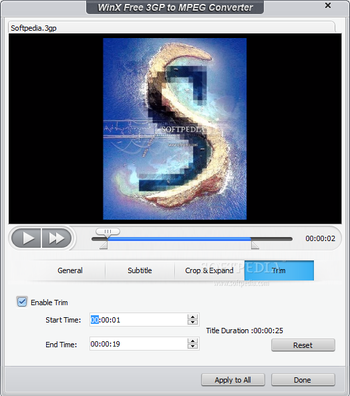 WinX Free 3GP to MPEG Converter screenshot 7
