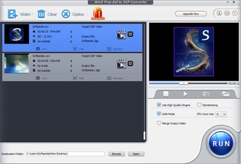 WinX Free AVI to 3GP Converter screenshot