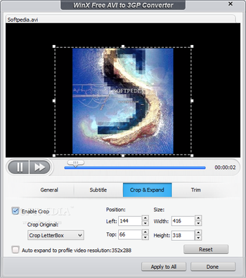 WinX Free AVI to 3GP Converter screenshot 6