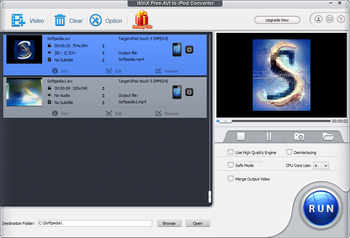 WinX Free AVI to iPod Video Converter screenshot