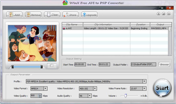 WinX Free AVI to PSP Converter screenshot