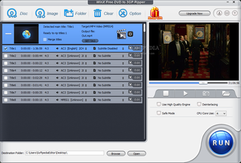 WinX Free DVD to 3GP Ripper screenshot