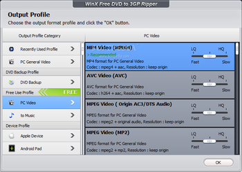 WinX Free DVD to 3GP Ripper screenshot 2