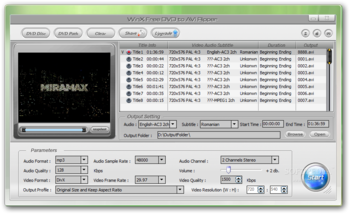 WinX Free DVD to AVI Ripper screenshot