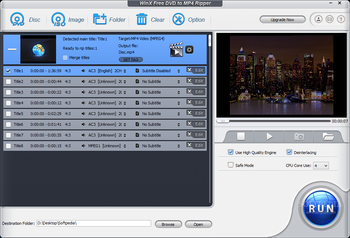 WinX Free DVD to MP4 Ripper screenshot