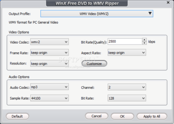 WinX Free DVD to WMV Ripper screenshot 2
