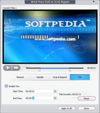 WinX Free DVD to XviD Ripper screenshot 6
