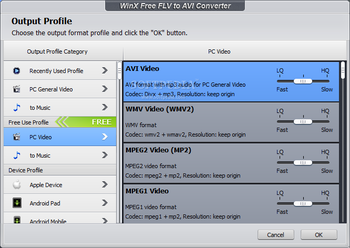 WinX Free FLV to AVI Converter screenshot 2