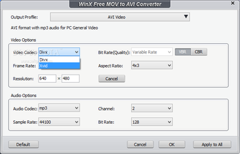 WinX Free MOV to AVI Converter screenshot 3