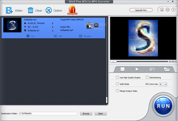 WinX Free MOV to MP4 Converter screenshot