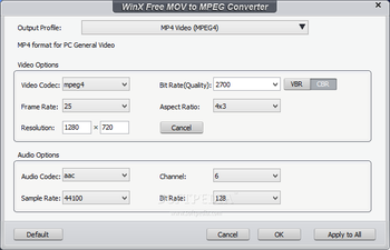 WinX Free MOV to MPEG Converter screenshot 3