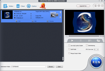WinX Free MOV to WMV Converter screenshot