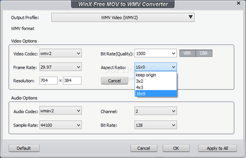 WinX Free MOV to WMV Converter screenshot 3