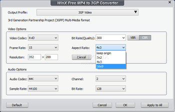 WinX Free MP4 to 3GP Converter screenshot 3