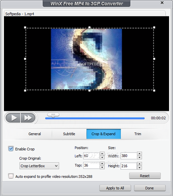 WinX Free MP4 to 3GP Converter screenshot 6