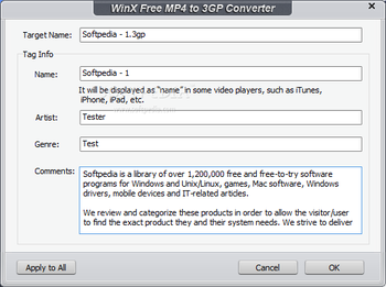 WinX Free MP4 to 3GP Converter screenshot 8