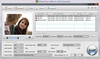 WinX Free MP4 to AVI Converter screenshot