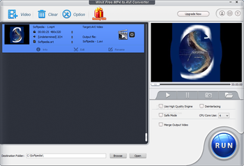 WinX Free MP4 to AVI Converter screenshot