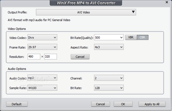 WinX Free MP4 to AVI Converter screenshot 3