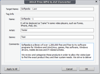 WinX Free MP4 to AVI Converter screenshot 8