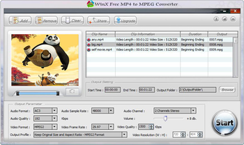 WinX Free MP4 to MPEG Converter screenshot