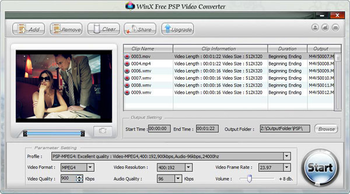 WinX Free PSP Video Converter screenshot
