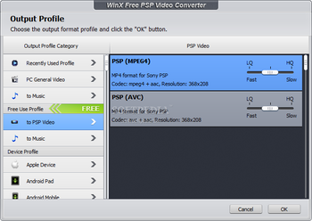 WinX Free PSP Video Converter screenshot 2