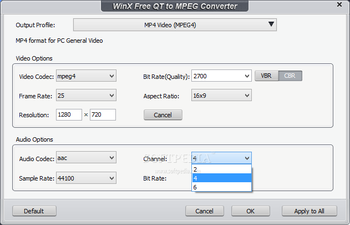 WinX Free QT to MPEG Converter screenshot 3