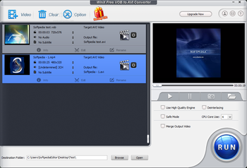 WinX Free VOB to AVI Converter screenshot