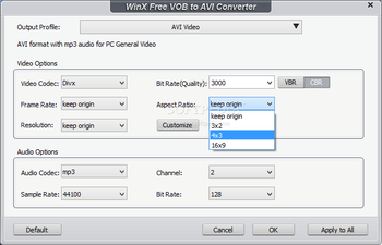 WinX Free VOB to AVI Converter screenshot 3