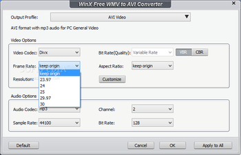 WinX Free WMV to AVI Converter screenshot 2