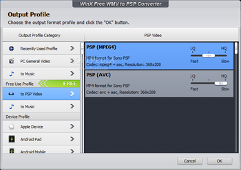 WinX Free WMV to PSP Converter screenshot 2