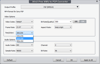 WinX Free WMV to PSP Converter screenshot 3