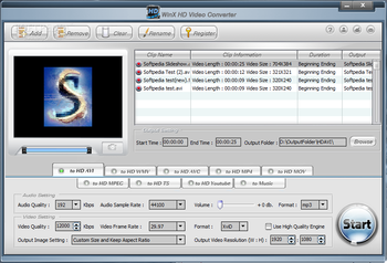 WinX HD Video Converter screenshot