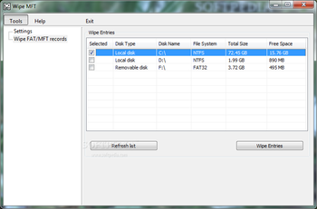 Wipe MFT screenshot