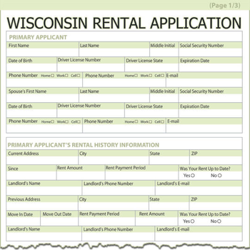 Wisconsin Rental Application screenshot